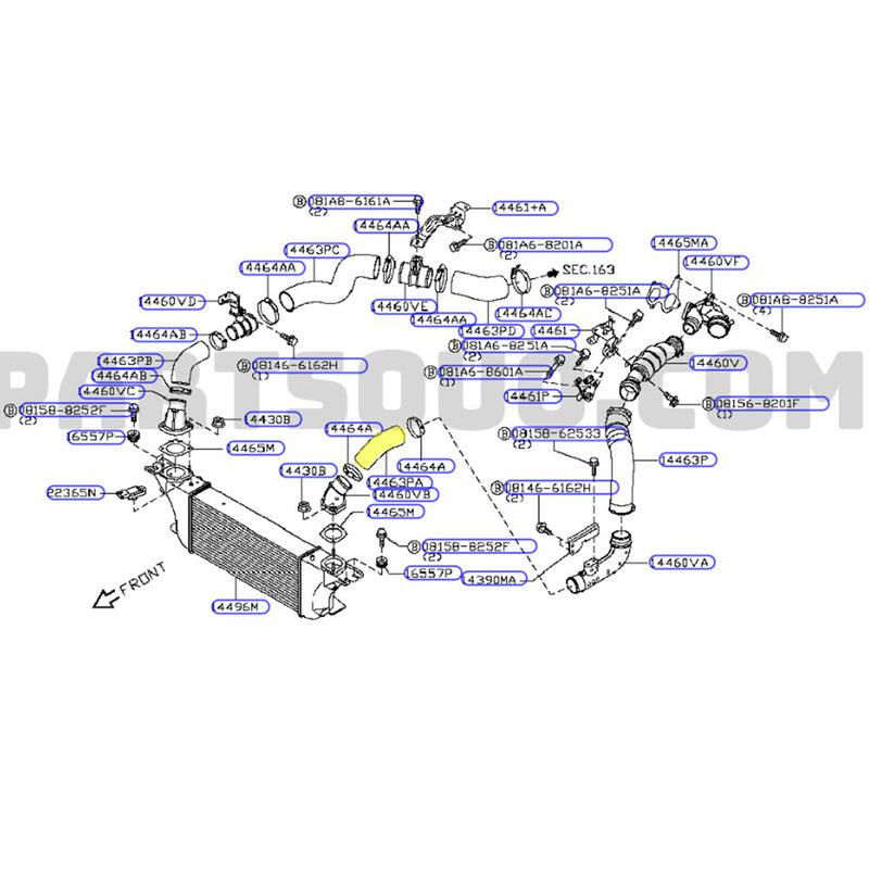 Load image into Gallery viewer, Hot Side Intercooler Hose For Nissan Pathfinder R51 / Navara D40 Ti 550 V9X V6 3.0L
