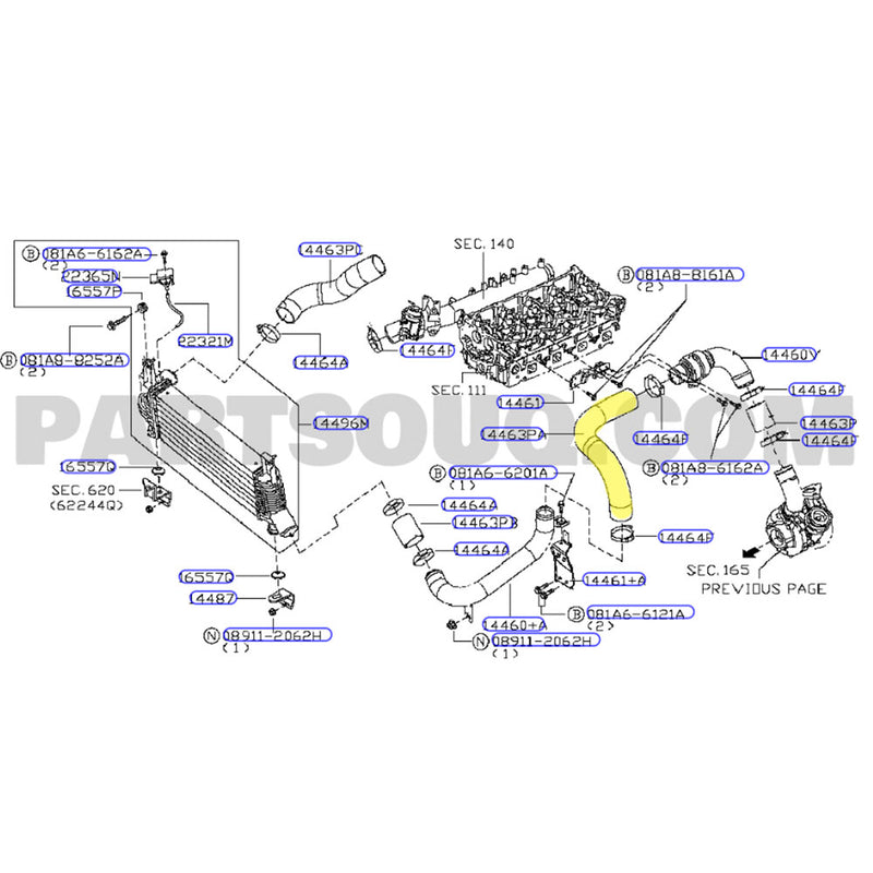 Load image into Gallery viewer, Hot Side Intercooler Hose For Nissan Navara D40 / Pathfinder R51 YD25 2.5L