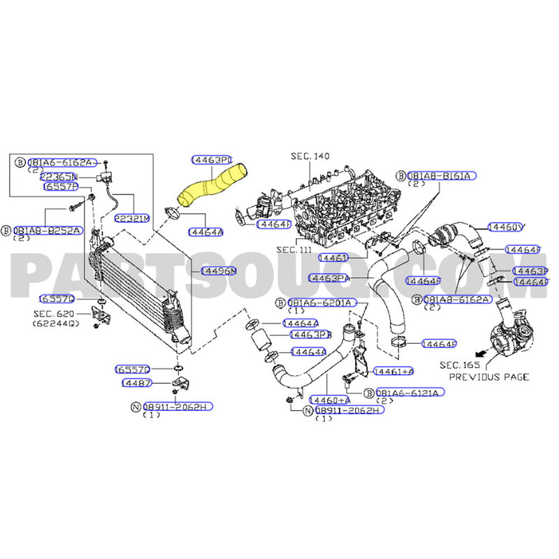 Load image into Gallery viewer, Hot Side Intercooler Hose For Nissan Pathfinder R51 / Navara D40 YD25 2.5L