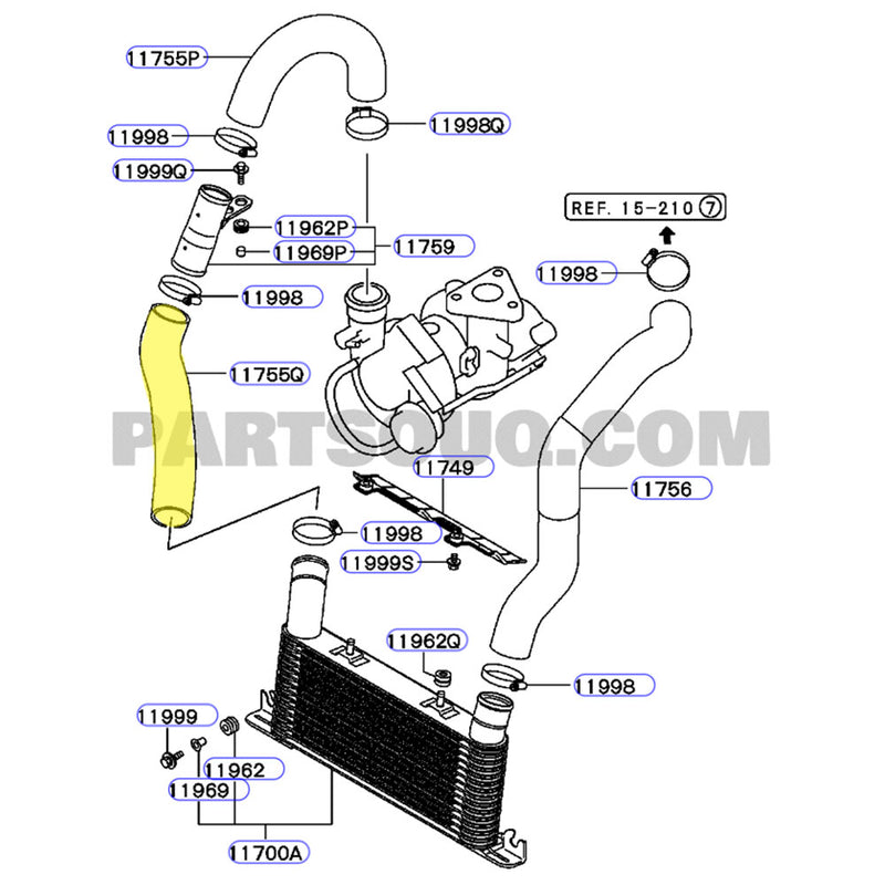 Load image into Gallery viewer, Hot Side Intercooler Hose For Mitsubishi Pajero NM NP 4M41 3.2L 2000-2006
