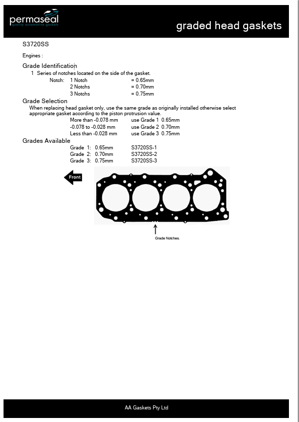 Load image into Gallery viewer, Permaseal Head Gasket For Nissan Patrol GU ZD30 3.0L CRD 2007 Onwards 2 Notches Grade 2 0.7mm