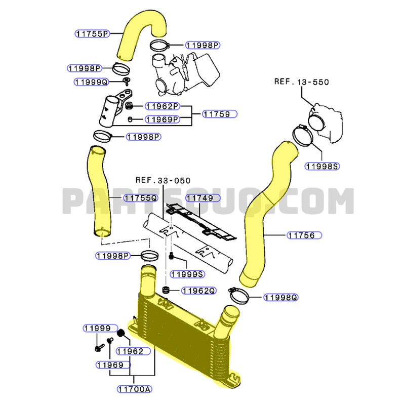 Load image into Gallery viewer, Upgrade Aluminium 64mm Intercooler & Hoses For Mitsubishi Pajero 4M41 3.2L