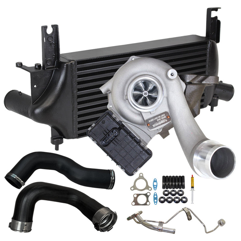 Load image into Gallery viewer, Upgrade Billet Turbo Charger With 75mm Intercooler & Hoses And Genuine Oil Feed Pipe For Nissan Navara D40 / Pathfinder R51 YD25 2.5L 2010 Onwards