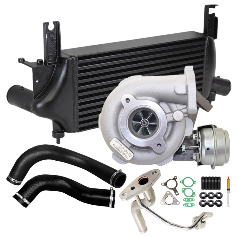 Load image into Gallery viewer, Upgrade Billet Turbo Charger With 75mm Intercooler & Hoses And Genuine Oil Feed Pipe For Nissan Navara D40 / Pathfinder R51 YD25 2.5L 3 Bolts