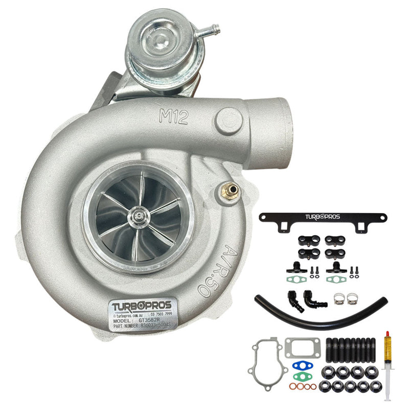 Load image into Gallery viewer, Upgrade Billet GT3582R Turbo Charger With Oil Return Line And Support Bracket Kit For Ford FPV BA / BF / FG F6 Barra 4.0L