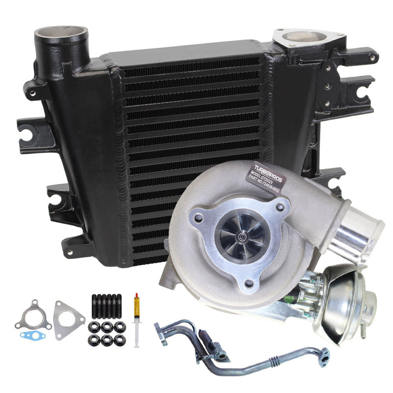 Load image into Gallery viewer, Upgrade Billet Turbo Charger With 70mm Intercooler And Genuine Oil Feed Pipe For Nissan Patrol GU ZD30 3.0L Fits Late DI 01/2002-12/2006