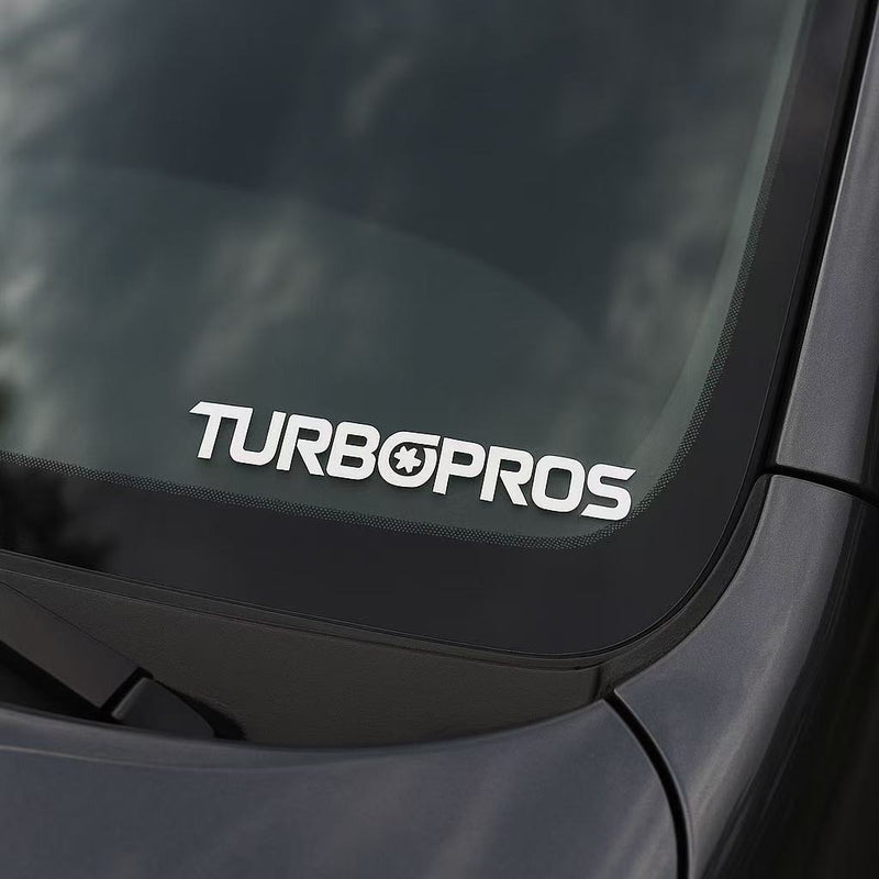 Load image into Gallery viewer, Turbo Pros Sticker Silver 150mm x 28mm
