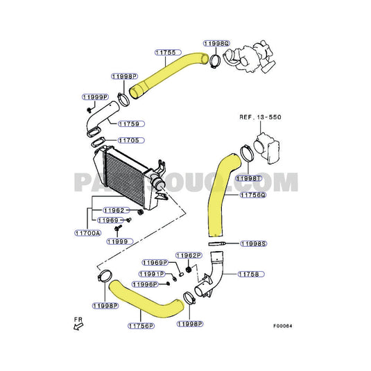 GEN1 High Flow Turbo Charger With 60mm Intercooler & Hoses And Genuine Oil Feed Pipe For Mitsubishi Triton MN 4D56 2.5L VT10