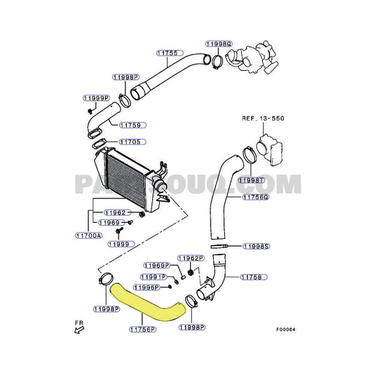 Cold Side Intercooler Hose For Mitsubishi Challenger 4D56 2.5L