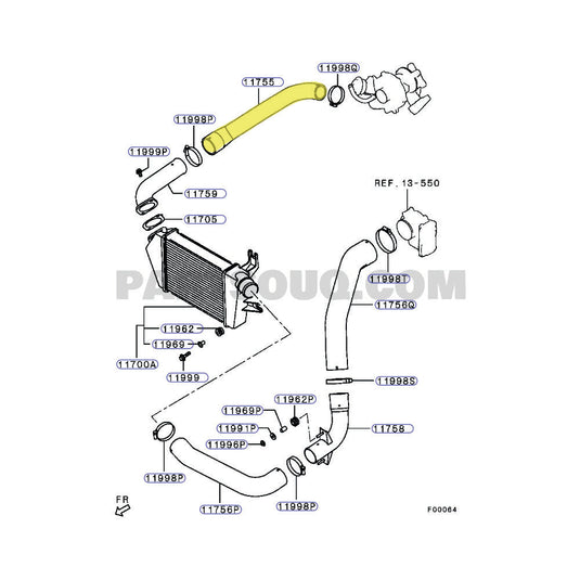 Hot Side Intercooler Hose For Mitsubishi Challenger 4D56 2.5L 4WD