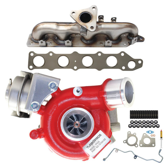 GEN1 High Flow Turbo Charger With Genuine Exhaust Manifold, Oil Feed Pipe, Gasket & Stud Kit For Mitsubishi ASX 4N13 1.8L 1515A185
