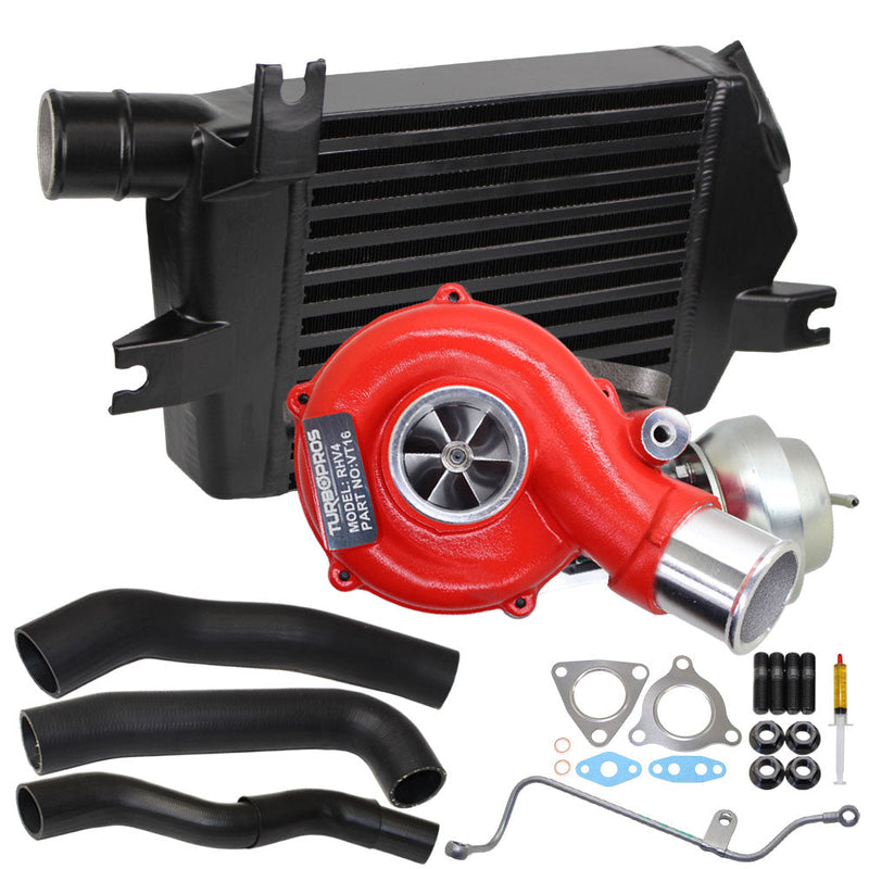 Load image into Gallery viewer, GEN1 High Flow Turbo Charger With 60mm Intercooler &amp; Hoses And Genuine Oil Feed Pipe For Mitsubishi Challenger 4D56 2.5L VT16

