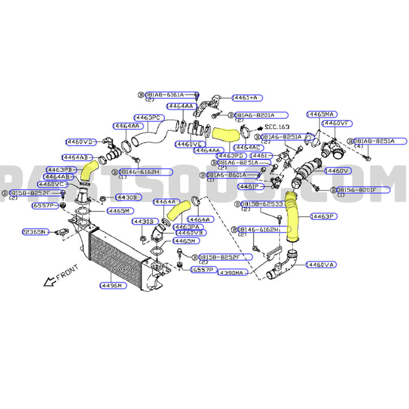 Load image into Gallery viewer, Hot Side &amp; Cold Side Intercooler Hoses For Nissan Pathfinder R51 Ti 550 V9X V6 3.0L
