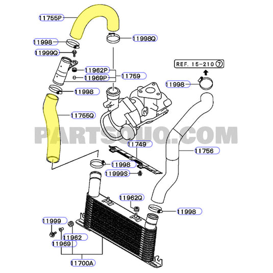 Hot Side Intercooler Hoses For Mitsubishi Pajero NM / NP 4M41 3.2L 2000-2006