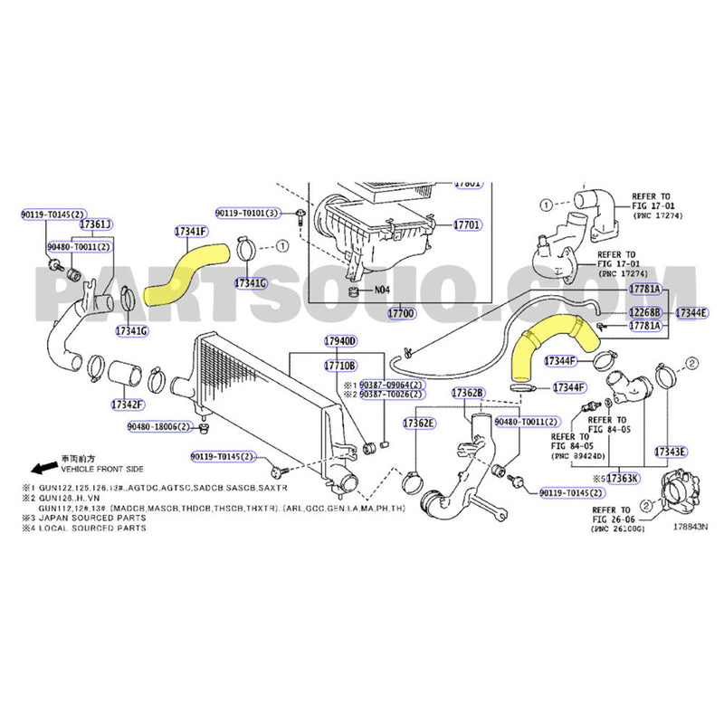 Load image into Gallery viewer, Hot Side &amp; Cold Side Intercooler Hoses For Toyota Hilux/PradoFortuner/HiAce 1GD-FTV 2.8L 2015-2020
