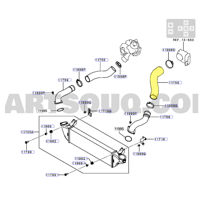 Load image into Gallery viewer, Cold Side Intercooler Hose For Mitsubishi Pajero Sport / Triton MQ / Triton MR 4N15 2.4L
