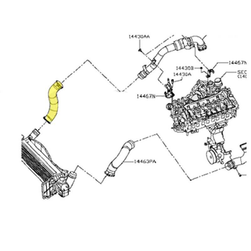 Load image into Gallery viewer, Hot Side Intercooler Hose For Nissan Navara D23 NP300 YS23D 2.3L Twin-Turbo Charged 2015 Onwards
