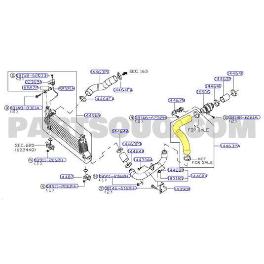 Hot Side Intercooler Hose For Nissan Navara D40 / Pathfinder R51 YD25 2.5L