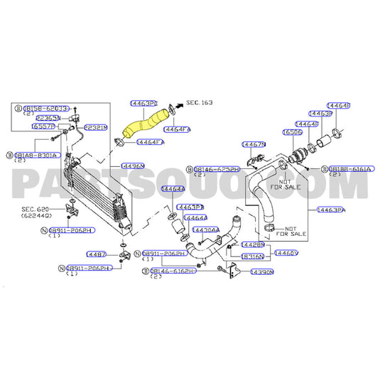 Cold Side Intercooler Hose For Nissan Navara D40 / Pathfinder R51 YD25 2.5L