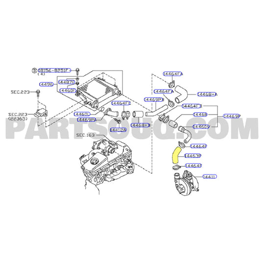Hot Side Intercooler Hose For Nissan Patrol GU Y61 ZD30 3.0L Direct injection 2000-2007