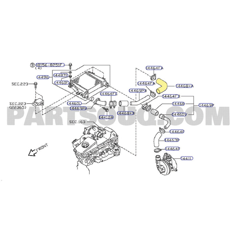 Load image into Gallery viewer, Hot Side Intercooler Hose For Nissan Patrol GU Y61 ZD30 3.0L Direct injection 2000-2007
