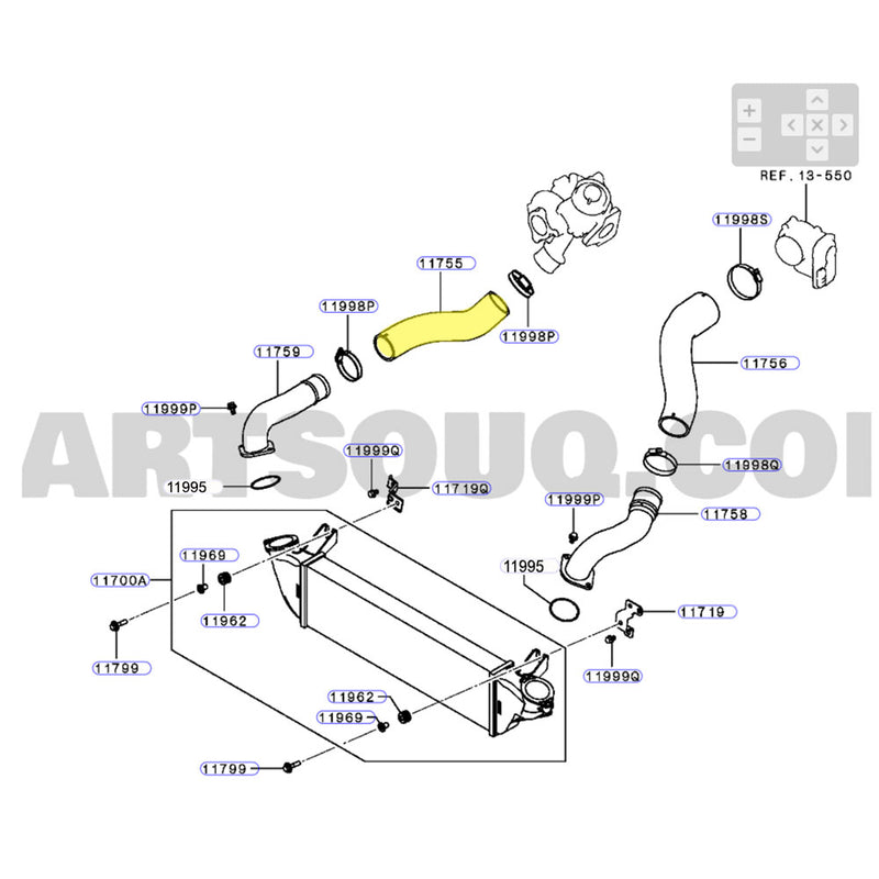 Load image into Gallery viewer, Hot Side Intercooler Hose For Mitsubishi Pajero Sport / Triton MQ / MR 4N15 2.4L
