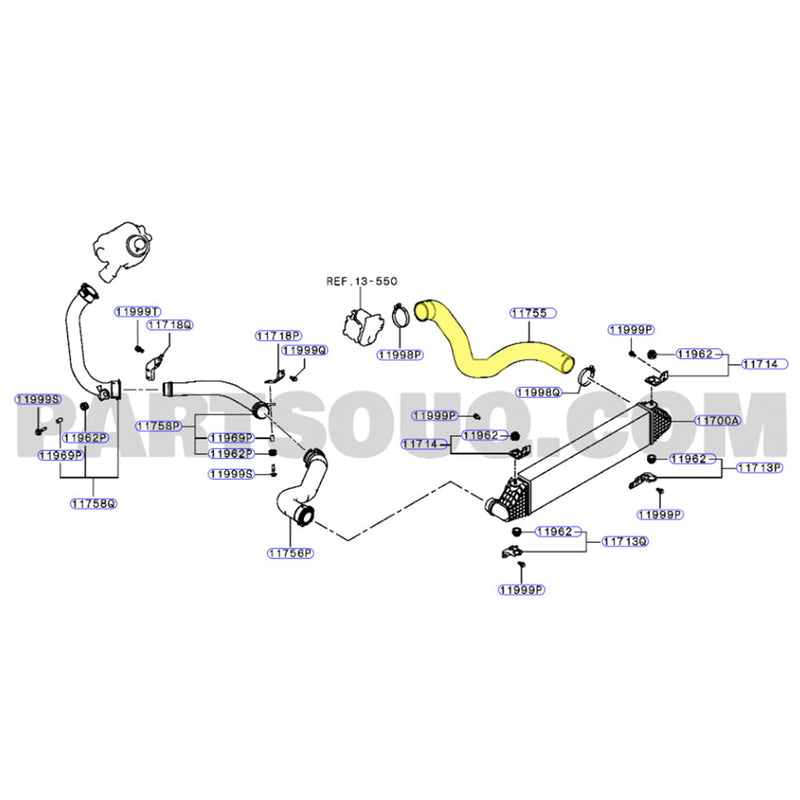 Load image into Gallery viewer, Cold Side Intercooler Hose For Mitsubishi Outlander / ASX 4N14 2.2L
