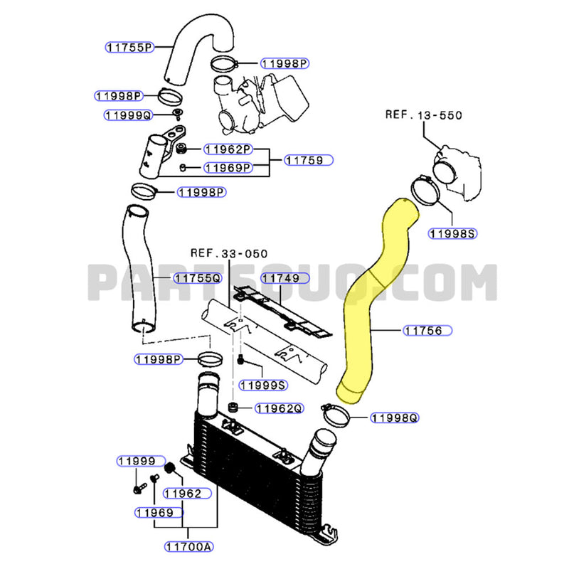 Load image into Gallery viewer, Cold Side Intercooler Hose For Mitsubishi Pajero 4M41 3.2L
