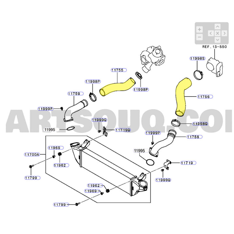 Load image into Gallery viewer, Hot Side &amp; Cold Side Intercooler Hoses For Mitsubishi Pajero Sport 4N15 2.4L
