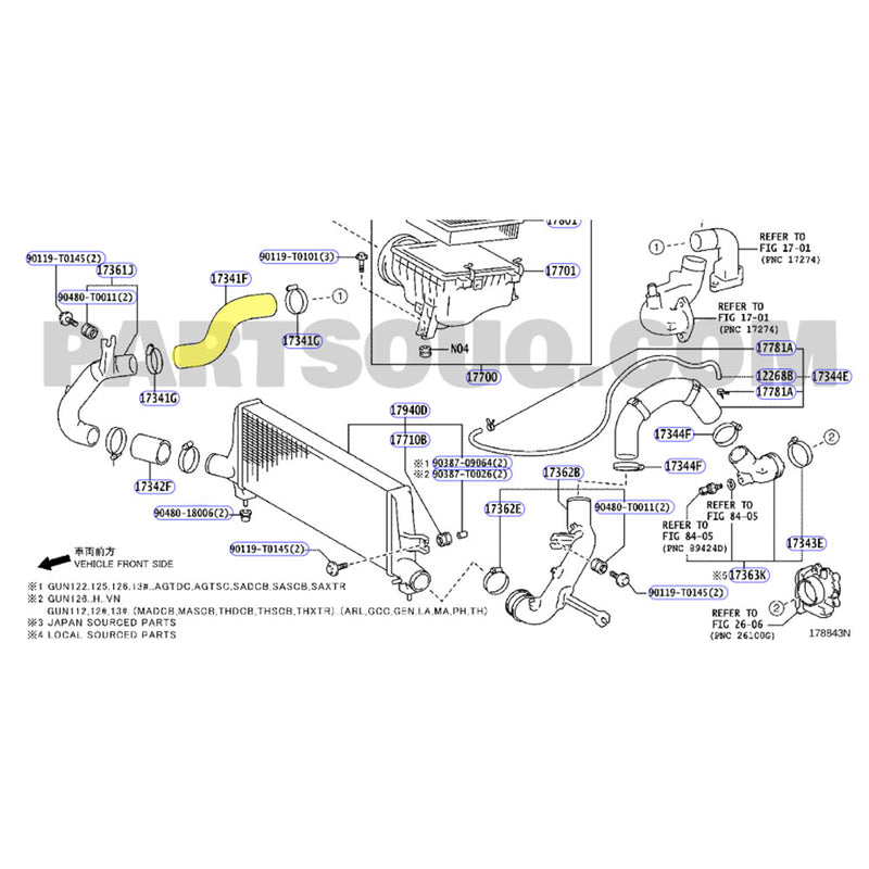 Load image into Gallery viewer, Hot Side Intercooler Hoses For Toyota HiAce/Hilux/Prado/Fortuner 1GD-FTV 2.8L 2015-2020
