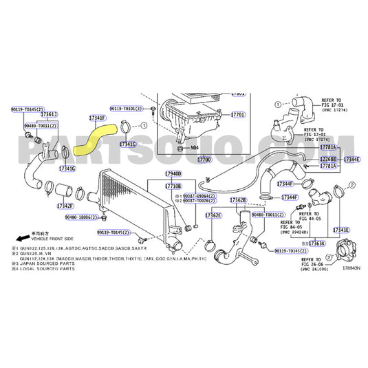 Hot Side Intercooler Hoses For Toyota HiAce/Hilux/Prado/Fortuner 1GD-FTV 2.8L 2015-2020