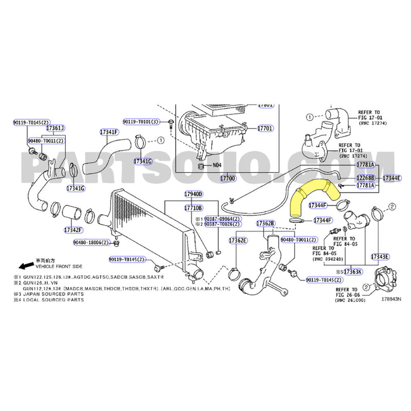 Load image into Gallery viewer, Cold Side Intercooler Hose For Toyota Fortuner/Hilux/Prado/HiAce 1GD-FTV 2.8L 2015-2020
