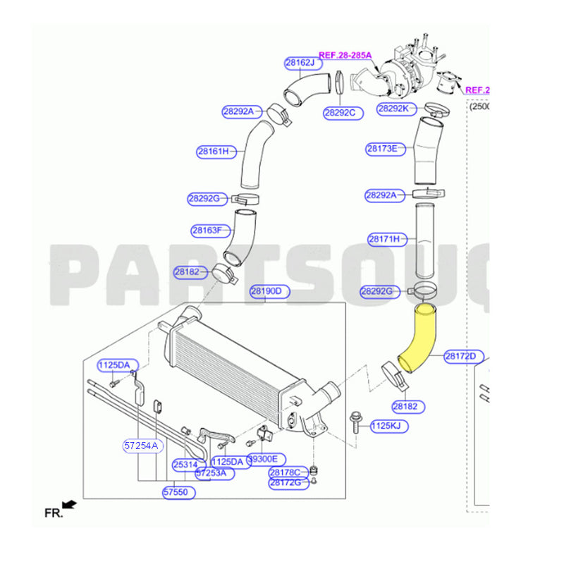 Load image into Gallery viewer, Cold Side Intercooler Hose For Hyundai iLoad / iMax D4CB 2.5L 2008-2012
