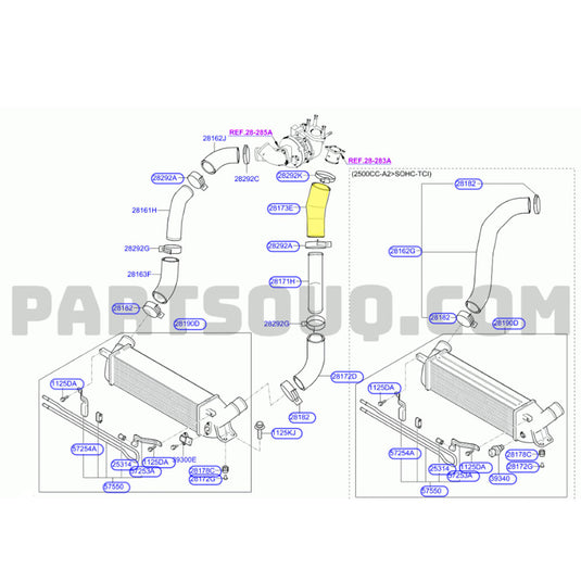 Cold Side Intercooler Hose For Hyundai iLoad / iMax D4CB 2.5L 05/2011 Onwards