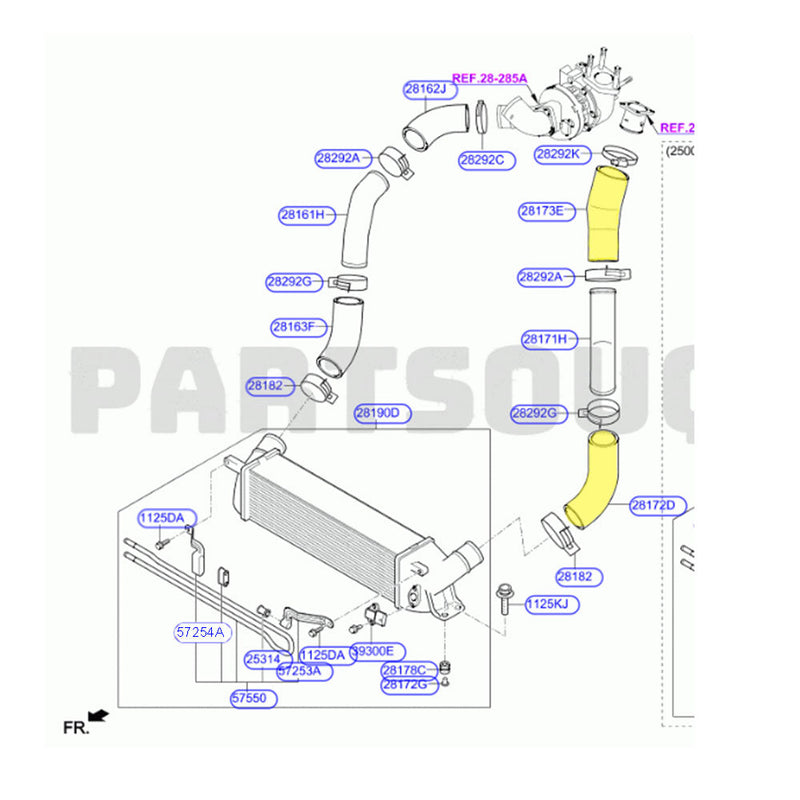Load image into Gallery viewer, Cold Side Intercooler Hoses For Hyundai iLoad / iMax D4CB 2.5L 2008-2012
