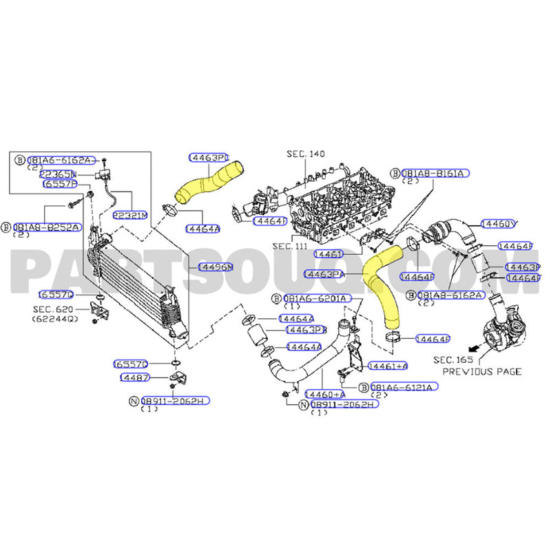 Load image into Gallery viewer, Hot Side &amp; Cold Side Intercooler Hoses For Nissan Pathfinder R51 YD25 2.5L
