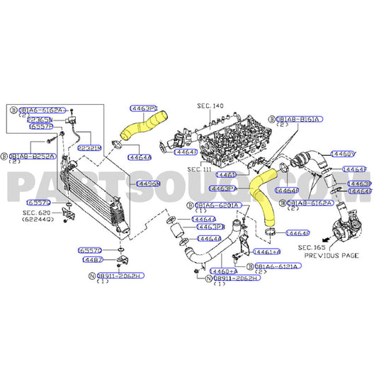 Hot Side & Cold Side Intercooler Hoses For Nissan Pathfinder R51 YD25 2.5L