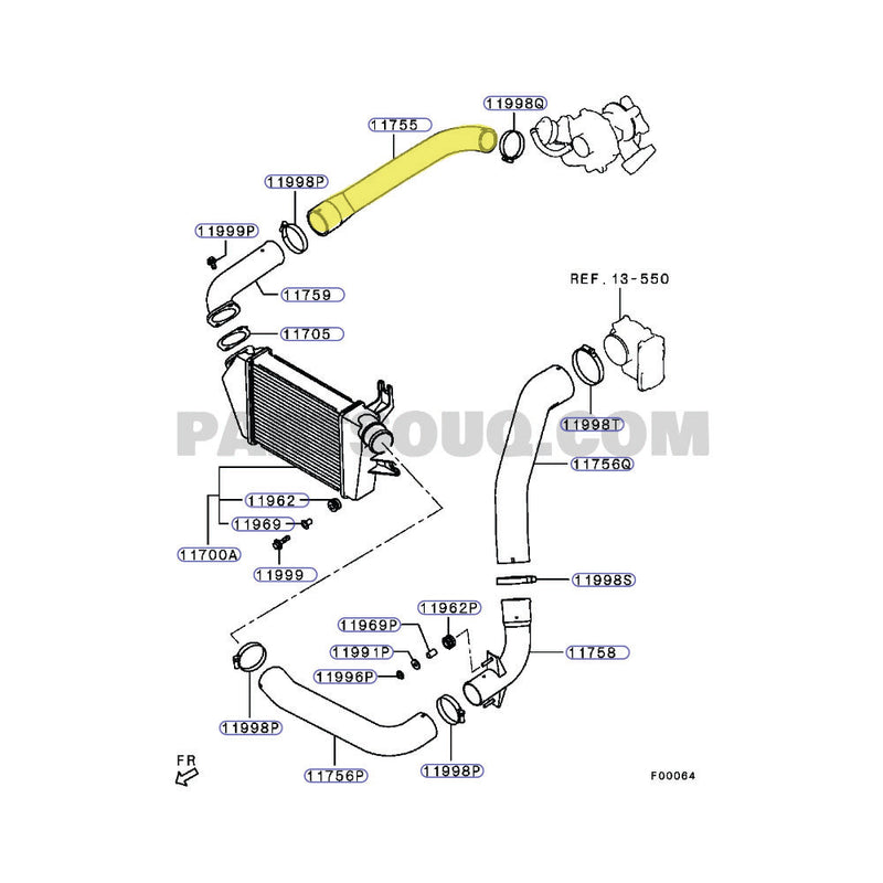 Load image into Gallery viewer, Hot Side Intercooler Hose For Mitsubishi Triton MN / Challenger 4D56 2.5L 2WD 2009 Onwards
