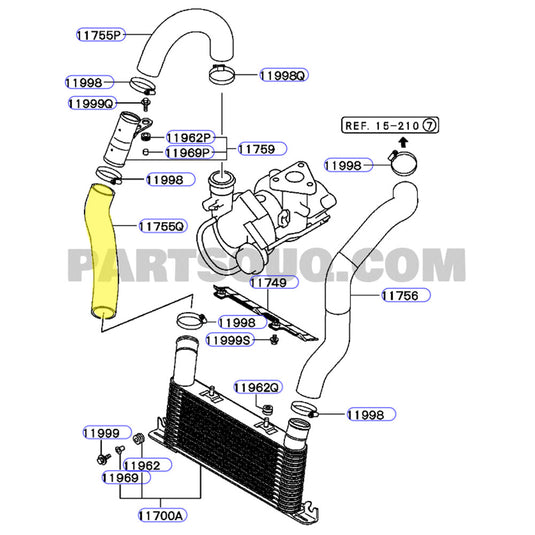 Hot Side Intercooler Hose For Mitsubishi Pajero NM NP 4M41 3.2L 2000-2006