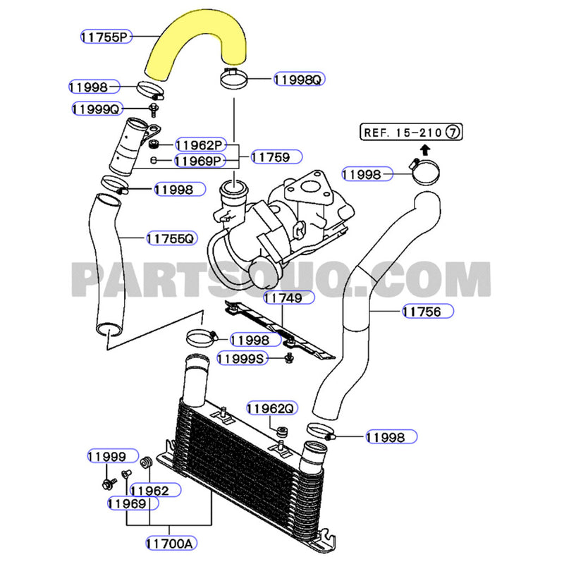 Load image into Gallery viewer, Hot Side Intercooler Hose For Mitsubishi Pajero NM NP 4M41 3.2L 2000-2006
