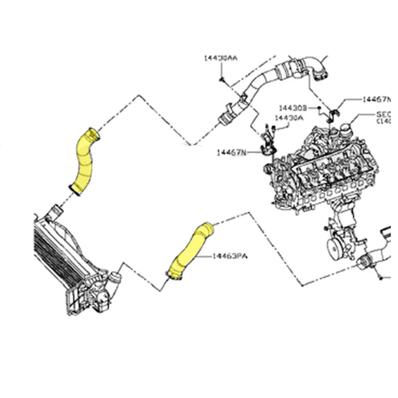Load image into Gallery viewer, Hot Side &amp; Cold Side Intercooler Hoses For Nissan Navara D23 NP300 YS23D 2.3L Twin-Turbo Charged 2015 Onwards
