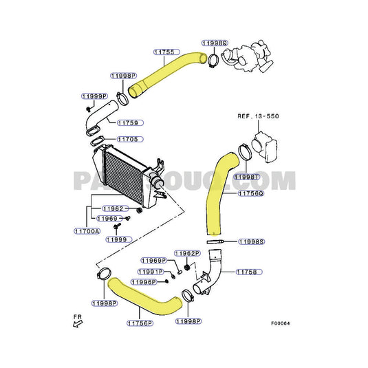GEN1 High Flow Turbo Charger With 60mm Intercooler & Hoses And Genuine Oil Feed Pipe For Mitsubishi Challenger 4D56 2.5L VT16