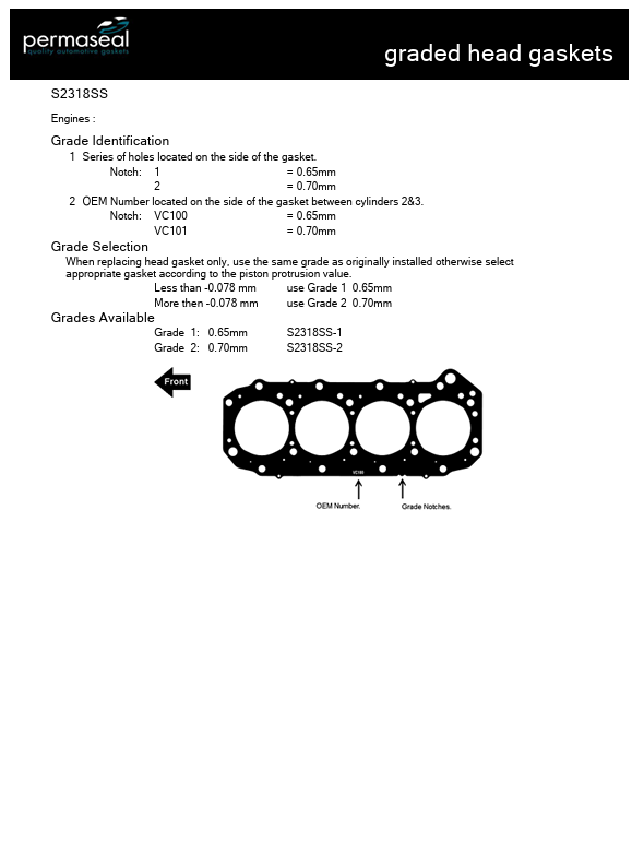 Load image into Gallery viewer, Permaseal Head Gasket For Nissan Patrol GU ZD30 3.0L DI 2000-2007 1 Notch Grade 1 0.65mm
