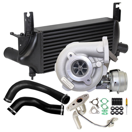 Upgrade Billet Turbo Charger With 75mm Intercooler & Hoses And Genuine Oil Feed Pipe For Nissan Navara D40 / Pathfinder R51 YD25 2.5L 3 Bolts