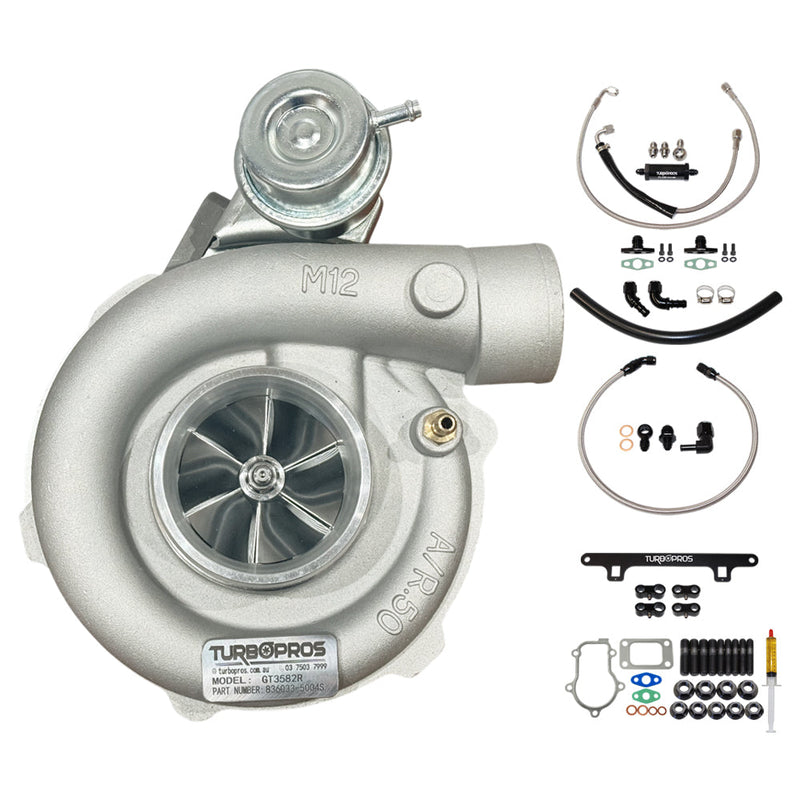 Load image into Gallery viewer, Upgrade Billet GT3582R Turbo Charger With Oil Feed, Return &amp; Water Line And Bracket Kit For Ford FPV BA / BF / FG F6 Barra 4.0L
