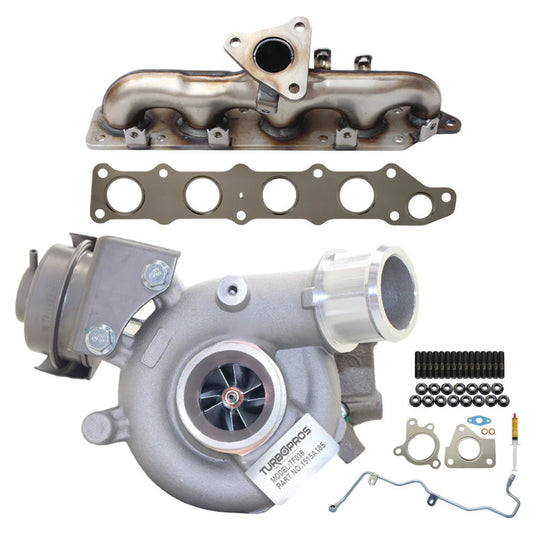 Upgrade Billet Turbo Charger With Genuine Exhaust Manifold, Oil Feed Pipe, Gasket & Stud Kit For Mitsubishi ASX 4N13 1.8L 1515A185