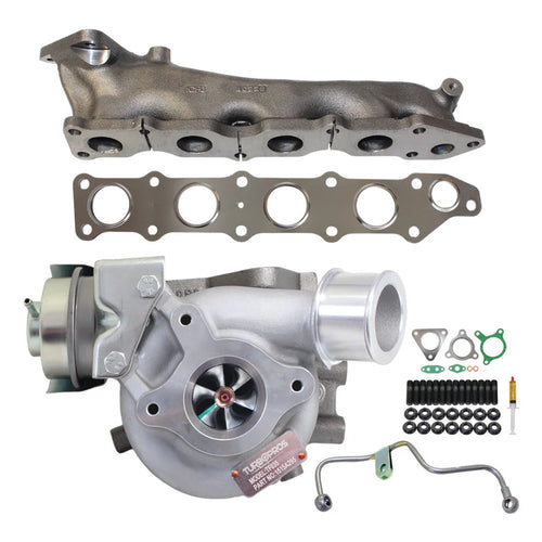 Upgrade Billet Turbo Charger With Genuine Exhaust Manifold, Oil Feed Pipe, Gasket & Stud Kit For Mitsubishi Triton MQ 4N15 2.4L