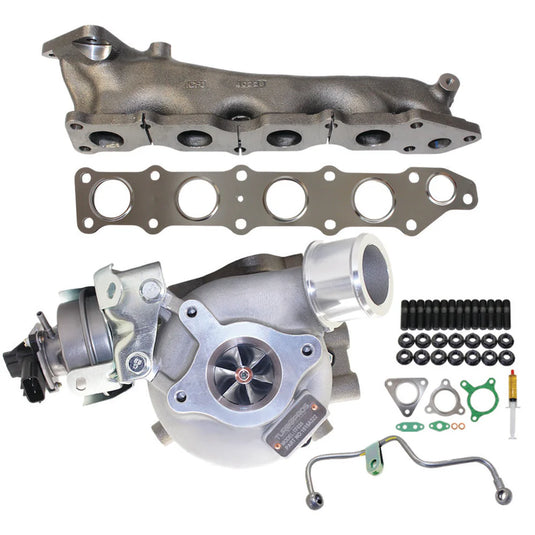 Upgrade Billet Turbo Charger With Genuine Exhaust Manifold, Oil Feed Pipe, Gasket & Stud Kit For Mitsubishi Triton MR 4N15 2.4L 2019 Onwards